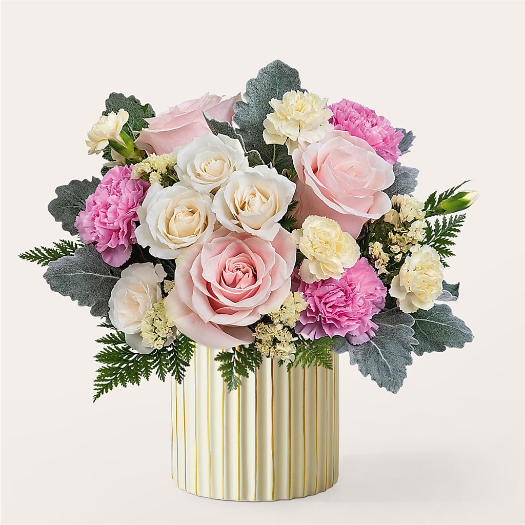 Blissful Moments Bouquet with Ivory Vase – SOUTHERN BELLE'S FLORIST, Easley SC