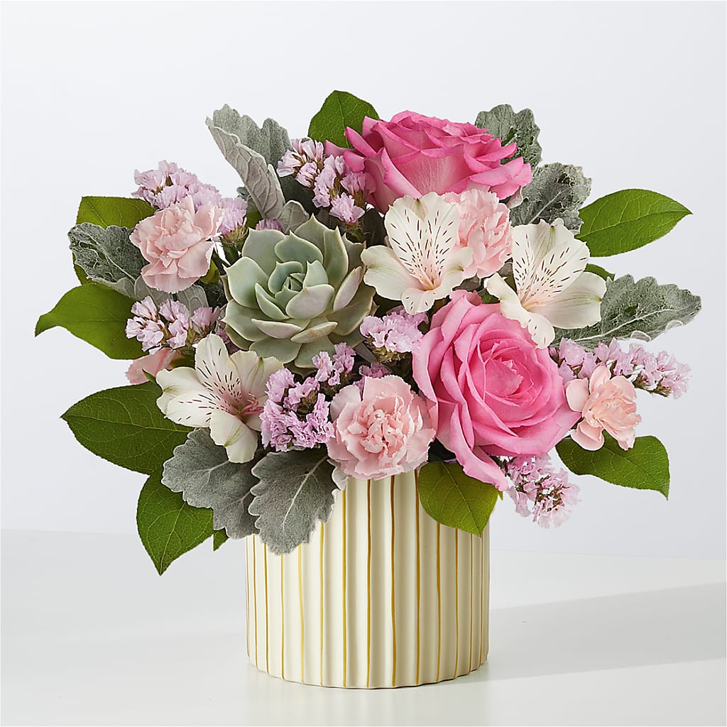 Dusty Rose Bouquet with Ivory Vase – SOUTHERN BELLE'S FLORIST, Easley SC