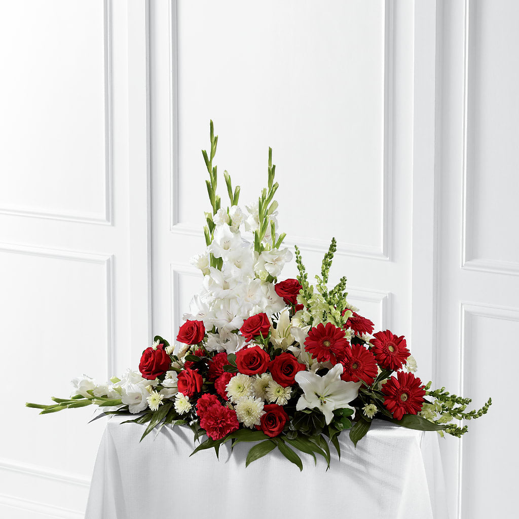 Crimson & White Arrangement – SOUTHERN BELLE'S FLORIST, Easley SC