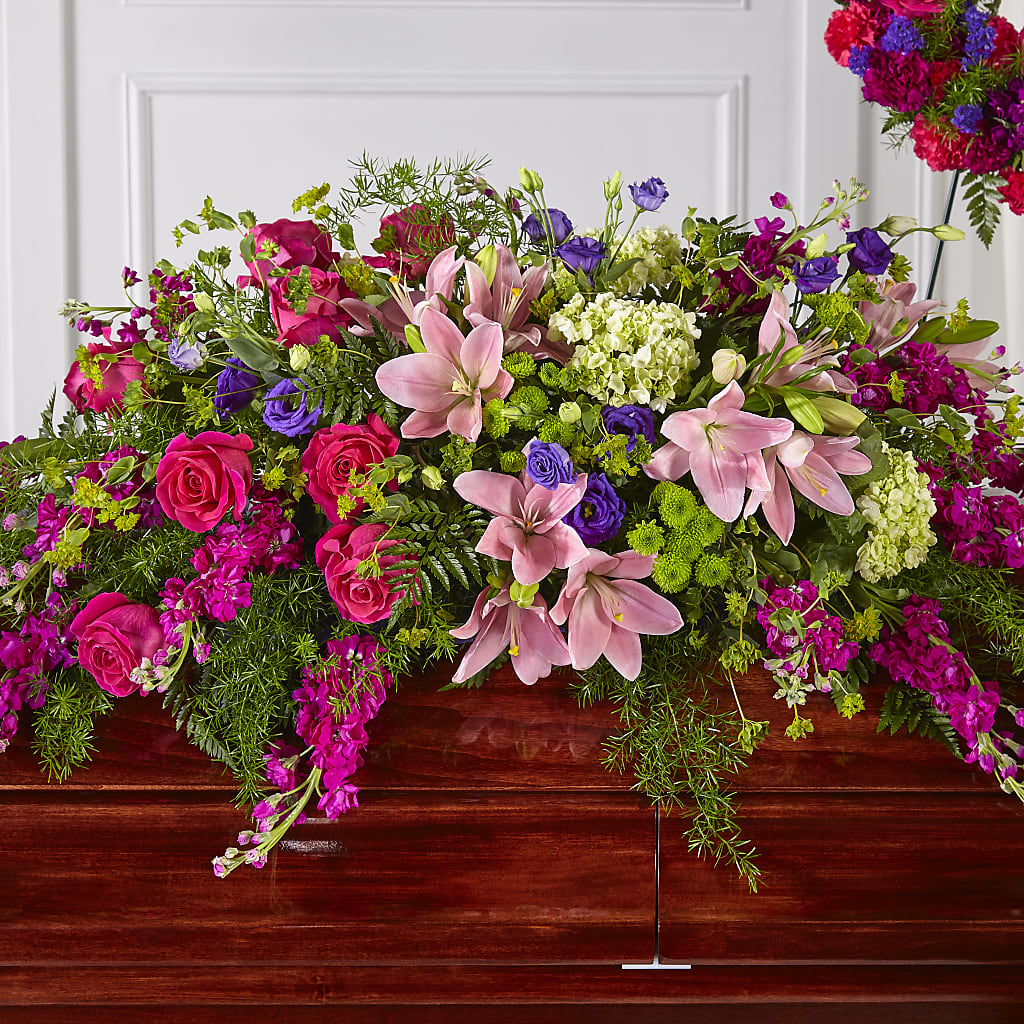 Radiant Tribute Casket Spray – SOUTHERN BELLE'S FLORIST, Easley SC