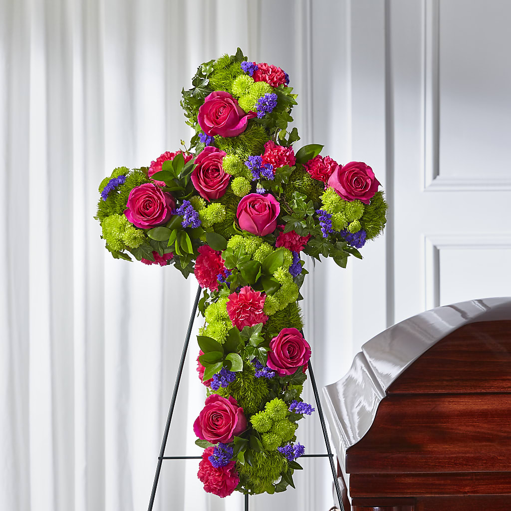 Tribute Rose Floral Cross – SOUTHERN BELLE'S FLORIST, Easley SC