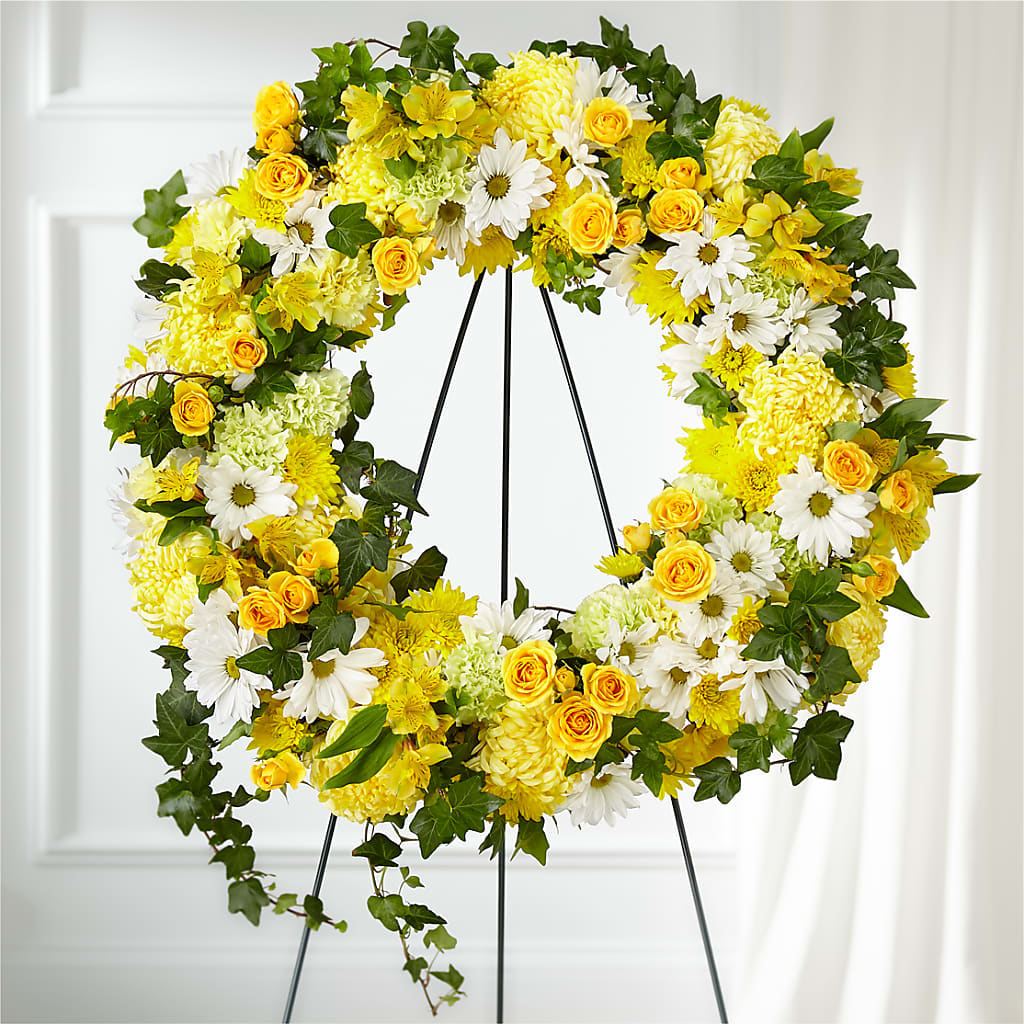 Golden Remembrance Wreath – SOUTHERN BELLE'S FLORIST, Easley SC