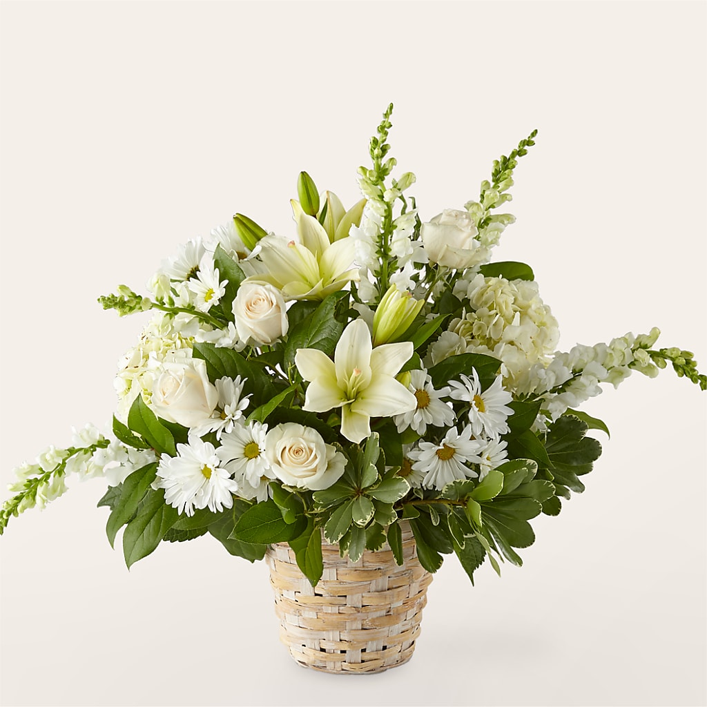 Ivory Elegance Floral Basket – SOUTHERN BELLE'S FLORIST, Easley SC