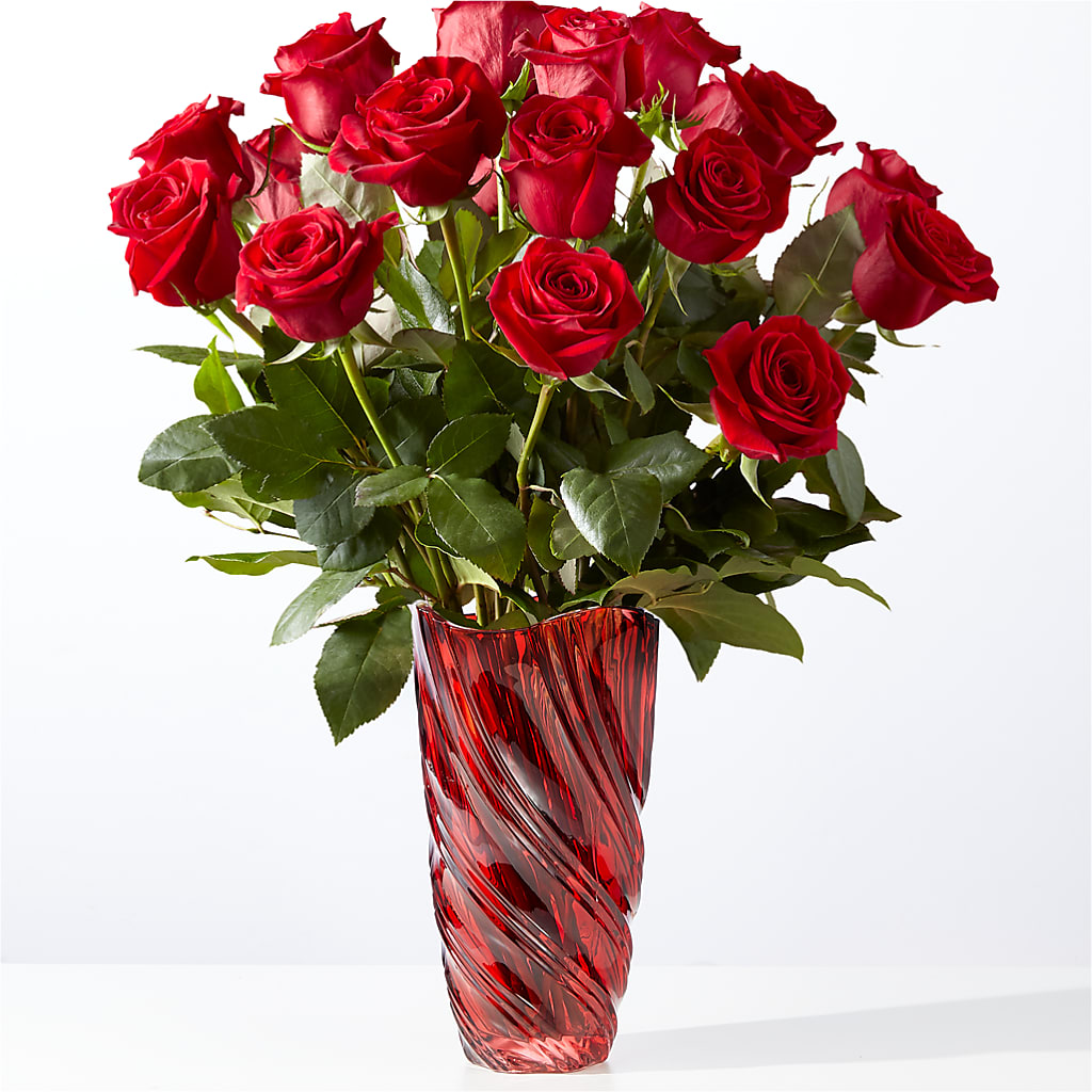 Classic Love Red Rose Bouquet with Luxe Swirl Vase – SOUTHERN BELLE'S FLORIST, Easley SC