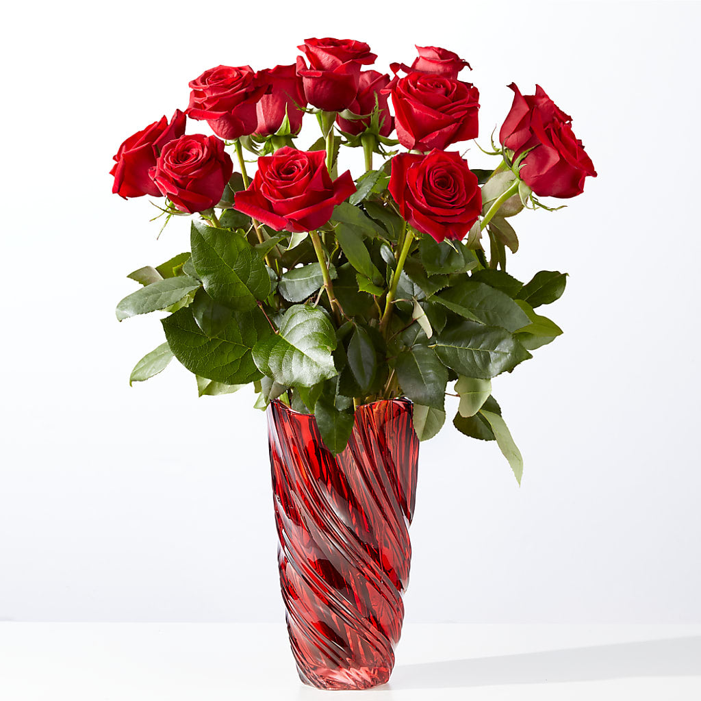 Classic Love Red Rose Bouquet with Luxe Swirl Vase – SOUTHERN BELLE'S FLORIST, Easley SC