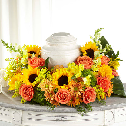 Faithful Sunflower Cremation Adornment – SOUTHERN BELLE'S FLORIST, Easley SC