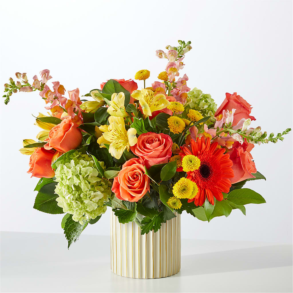 Autumn Sunshine Bouquet with Ivory Vase – SOUTHERN BELLE'S FLORIST, Easley SC