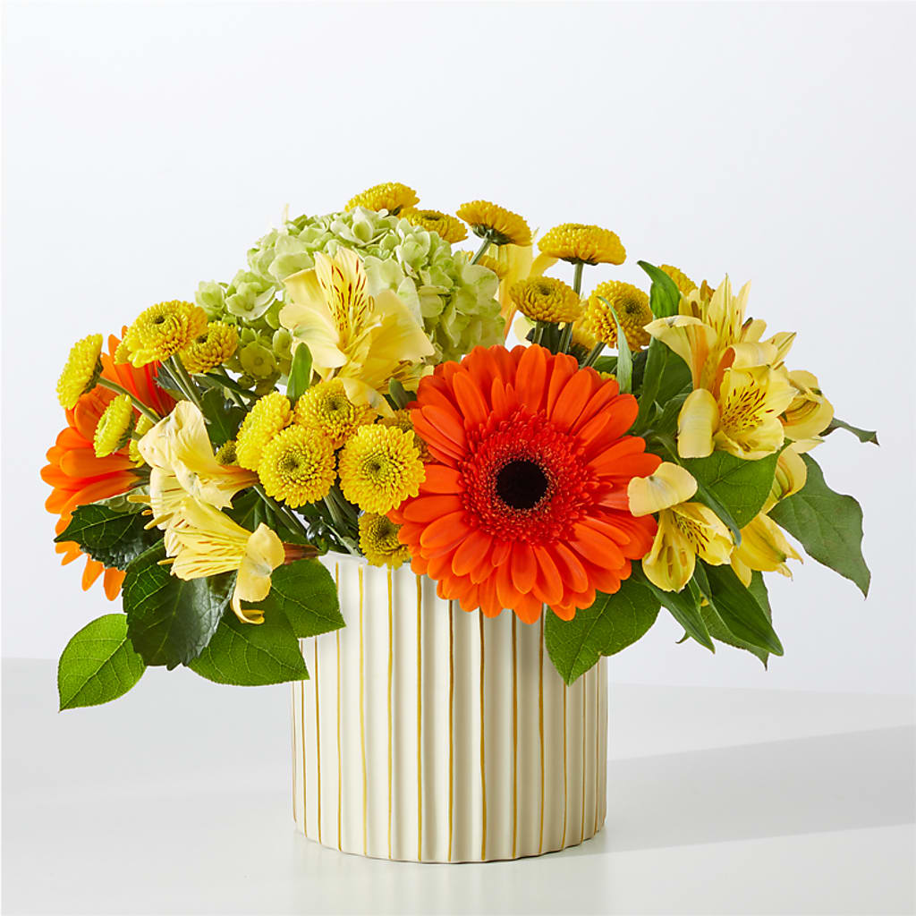 Autumn Sunshine Bouquet with Ivory Vase – SOUTHERN BELLE'S FLORIST, Easley SC
