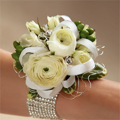 White Wedding Corsage – SOUTHERN BELLE'S FLORIST, Easley SC